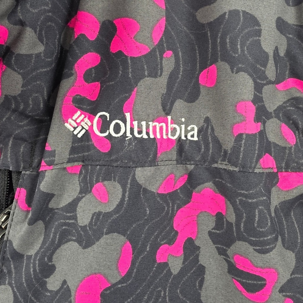 Columbia Pink Grey Camo Hooded Puffer Jacket Pockets Youth Kids Large 14/16 - Picture 5 of 12